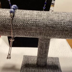 Silvertone Adjustable Sodalite Bracelet